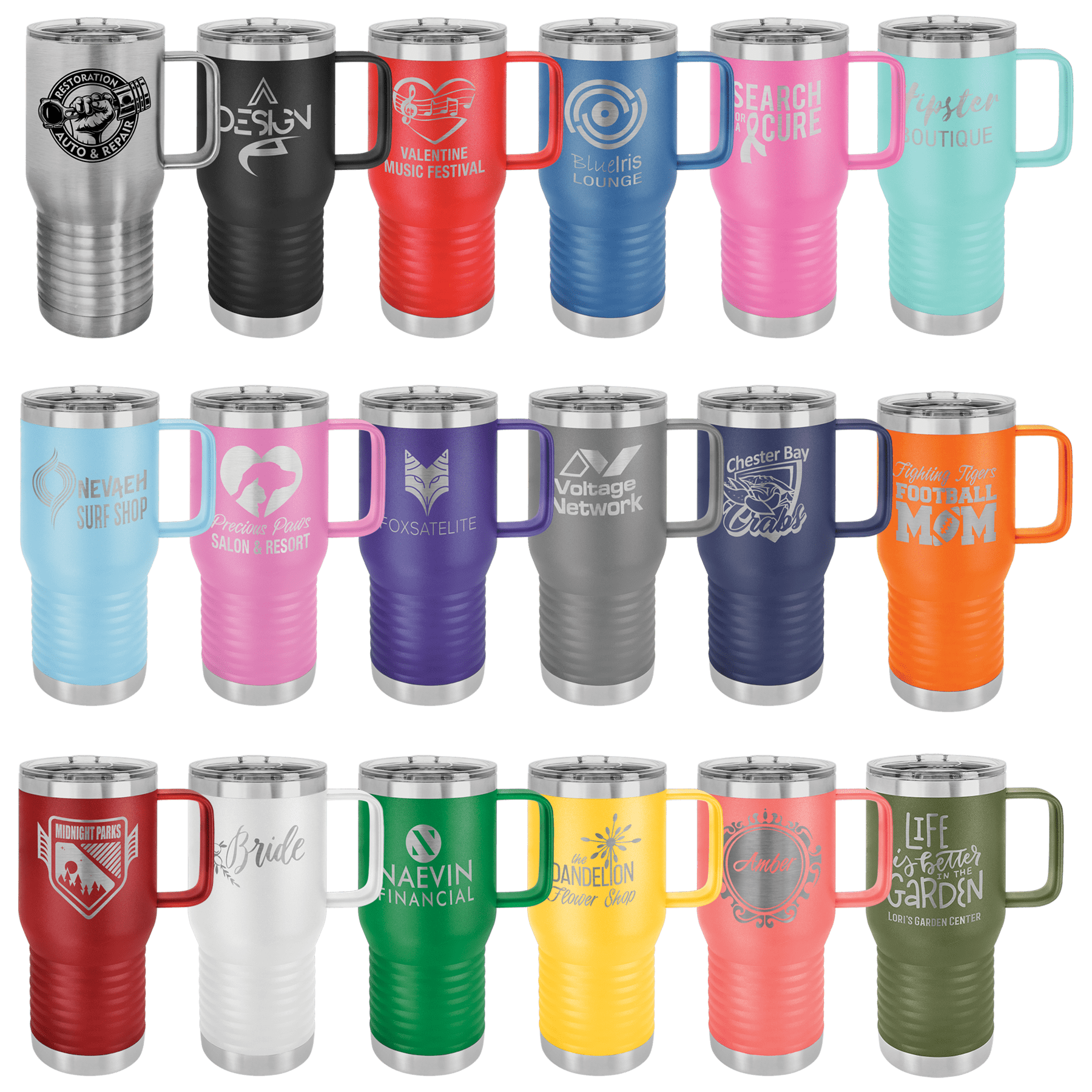 Personalized 20oz Travel Mug - Polar Camel Insulated Coffee Mug with Slider Lid