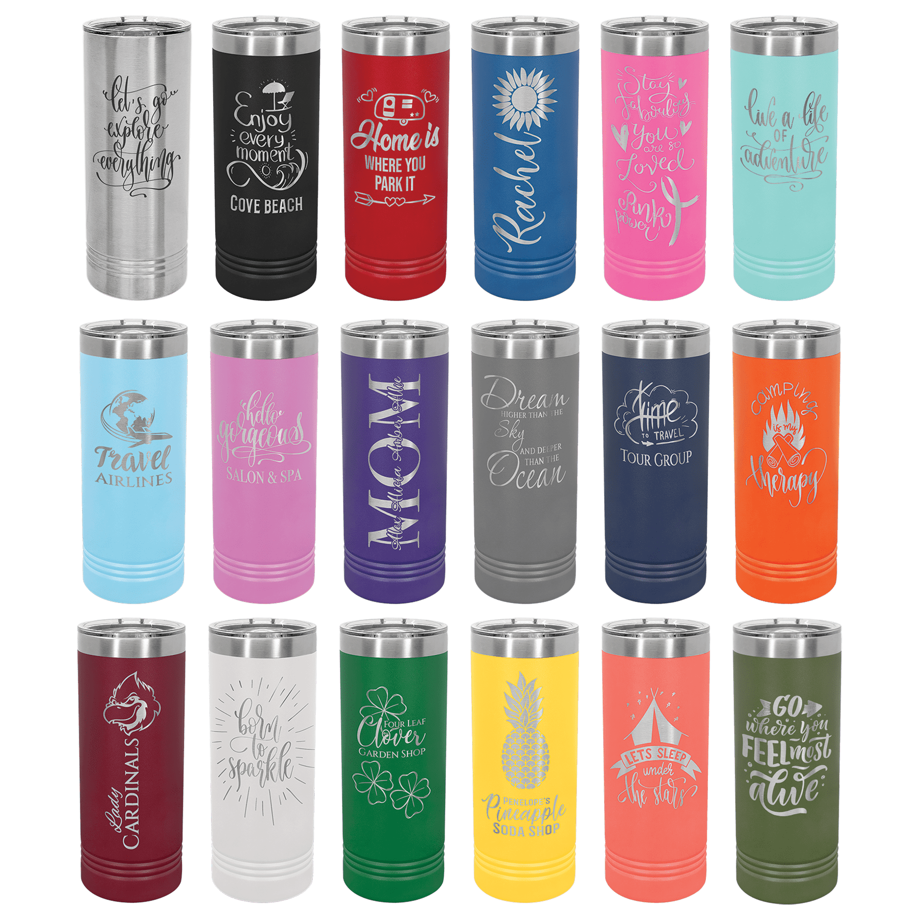 22oz Skinny Tumbler - Slim Insulated Stainless Steel