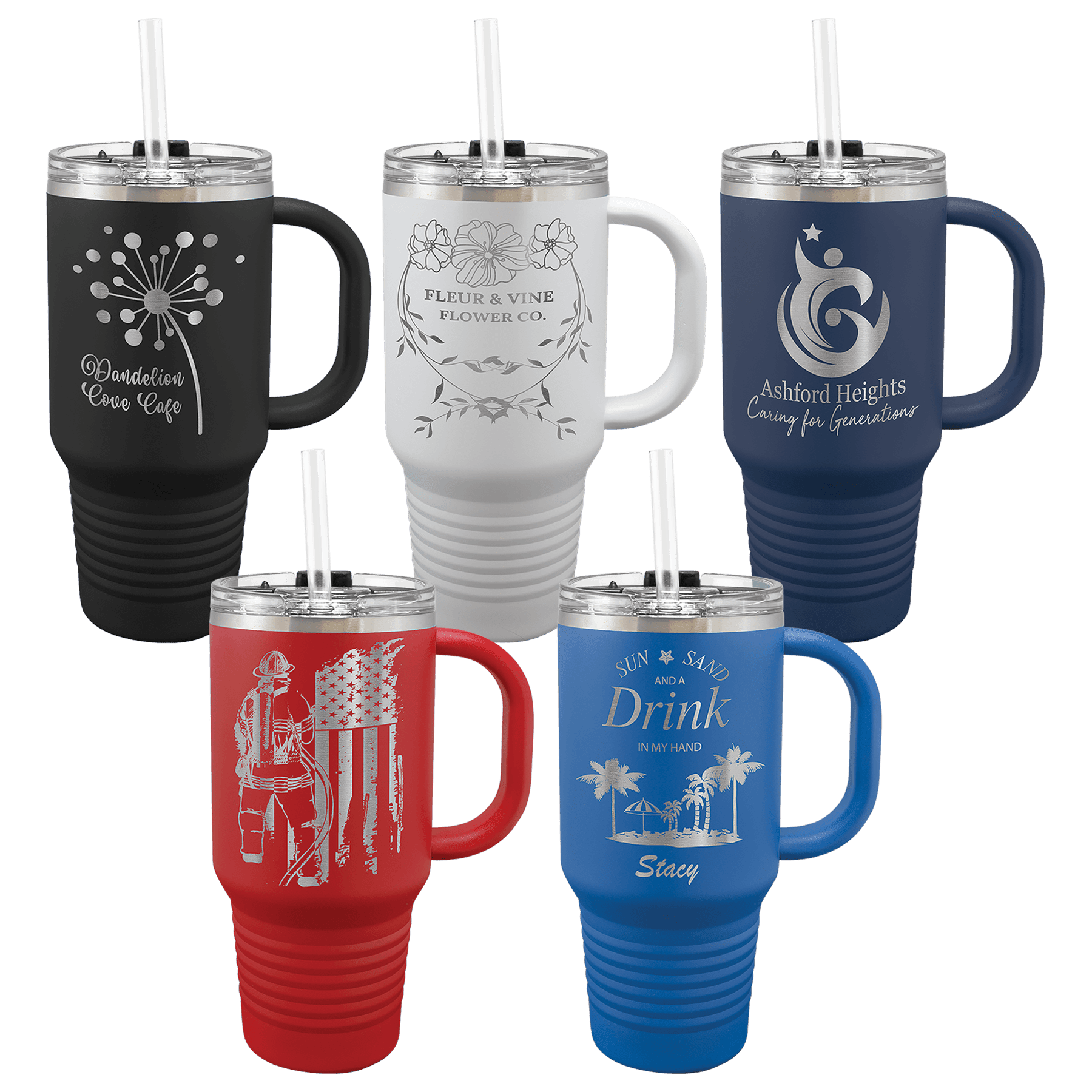 Polar Camel 32 oz. Travel Mug with Snap Lid and Straw