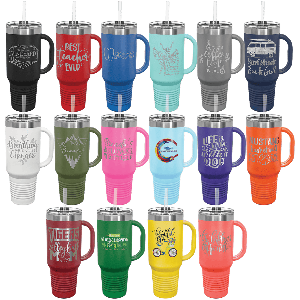 Polar Camel 40 oz. Travel Mug with Snap Lid & Straw