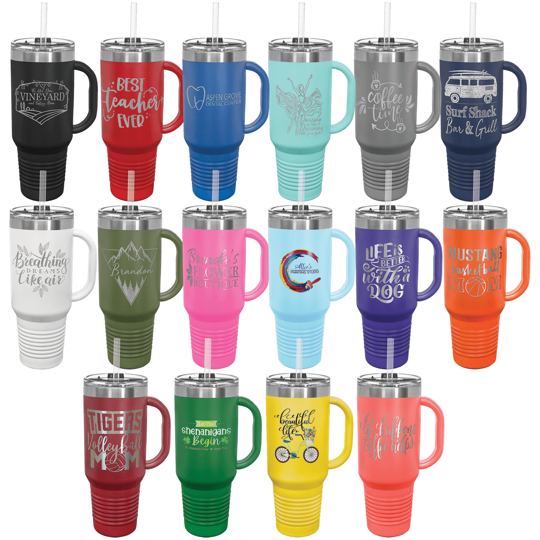Polar Camel 40 oz. Travel Mug with Snap Lid & Straw