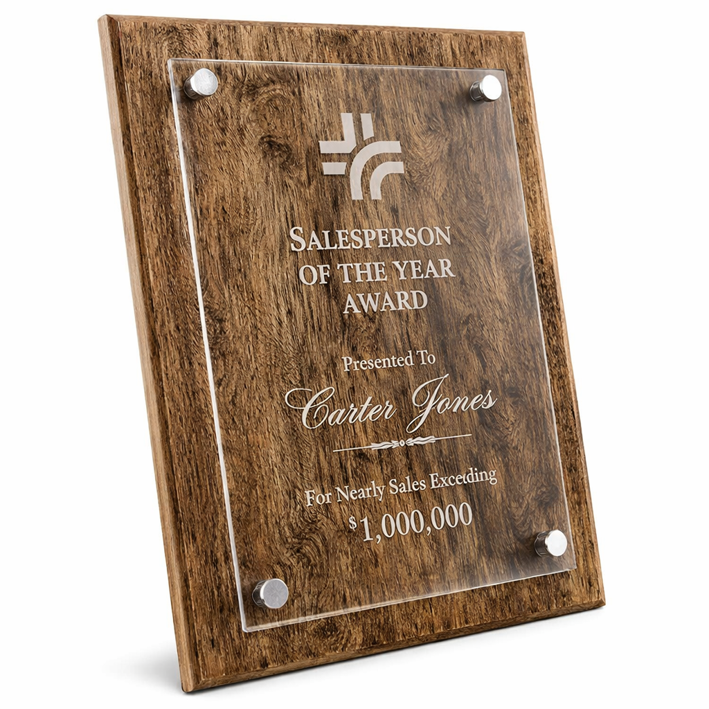 Barnwood Floating Glass Plaque