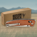 Bison River 4 1/2" Wood Button Lock Folding Knife