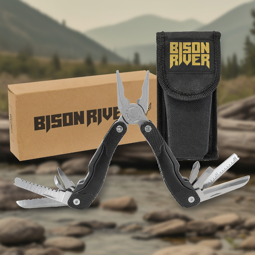 Bison River 4" Black 13 Function Multi Tool with Nylon Sheath