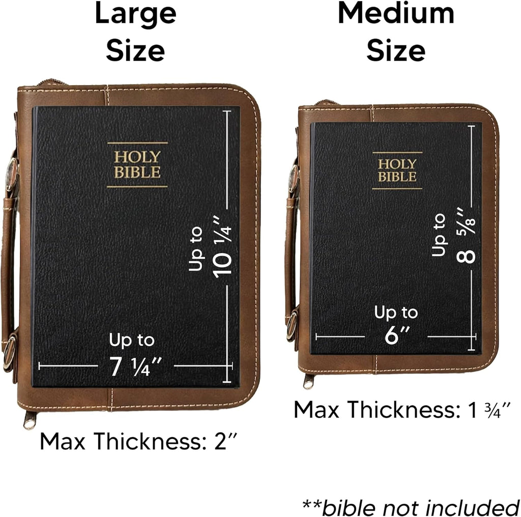Personalized Leatherette Bible Cover - Custom Engraved Book Cover with Handle & Zipper