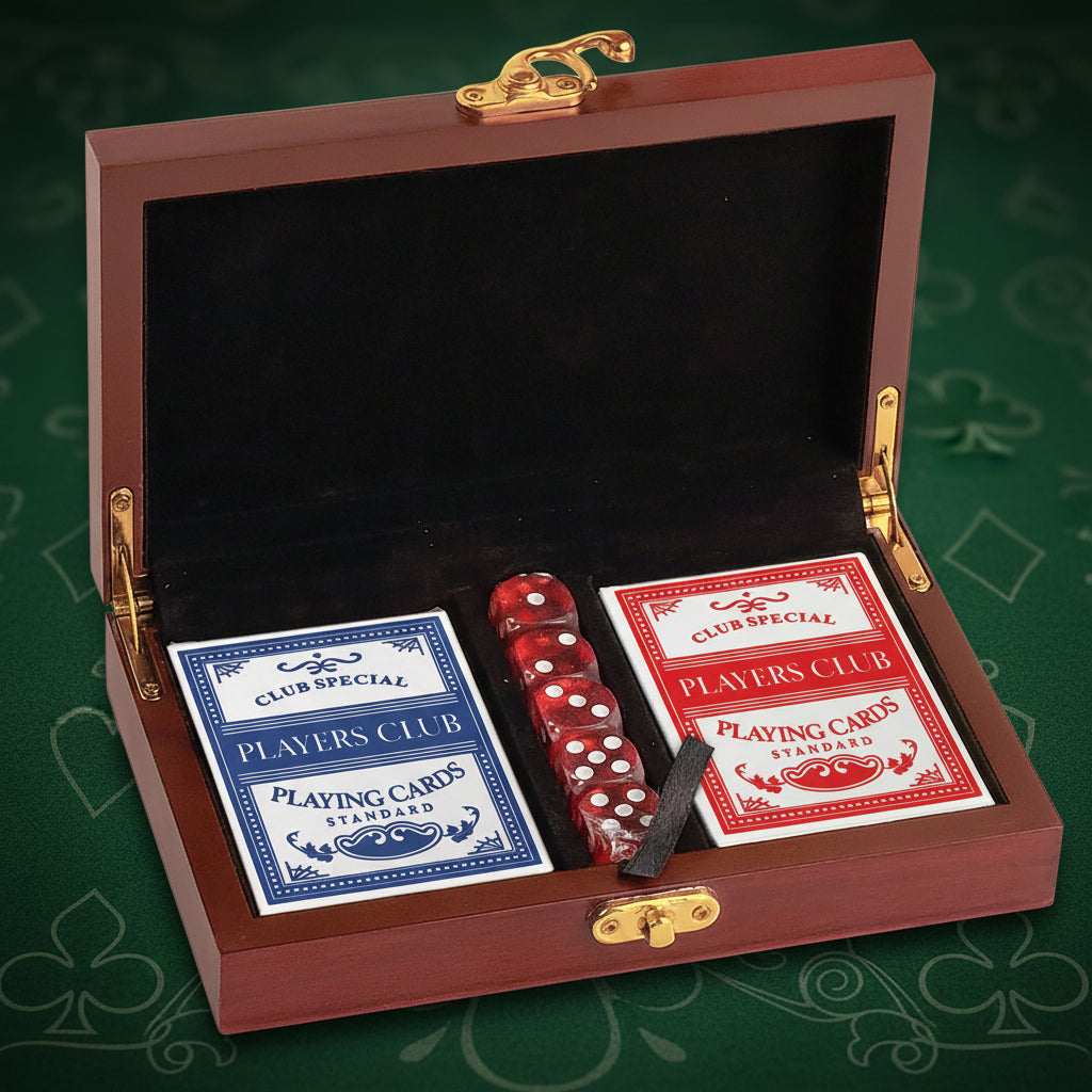 Rosewood Finish Card and Dice Set