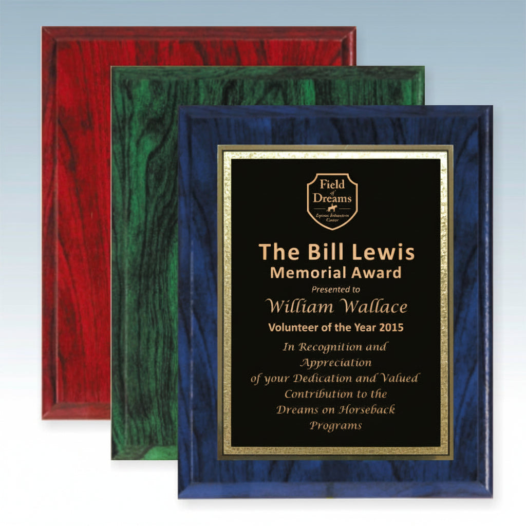Colored Woodgrain Finish Plaque