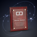 Awards plaque with 'Infinity Mark' logo and text on a clear background