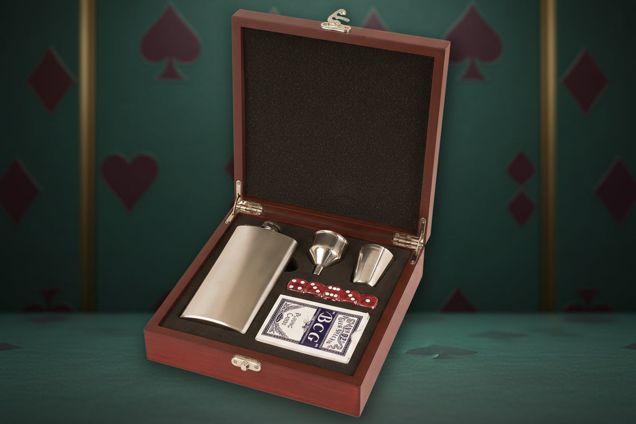 Rosewood Finish Flask Set