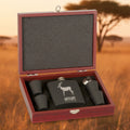 Matte Black Laserable Stainless Steel 6 oz. Flask Set in Wood Presentation Box