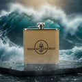 Light Brown Laserable Leatherette Stainless Steel 6 oz. Flask