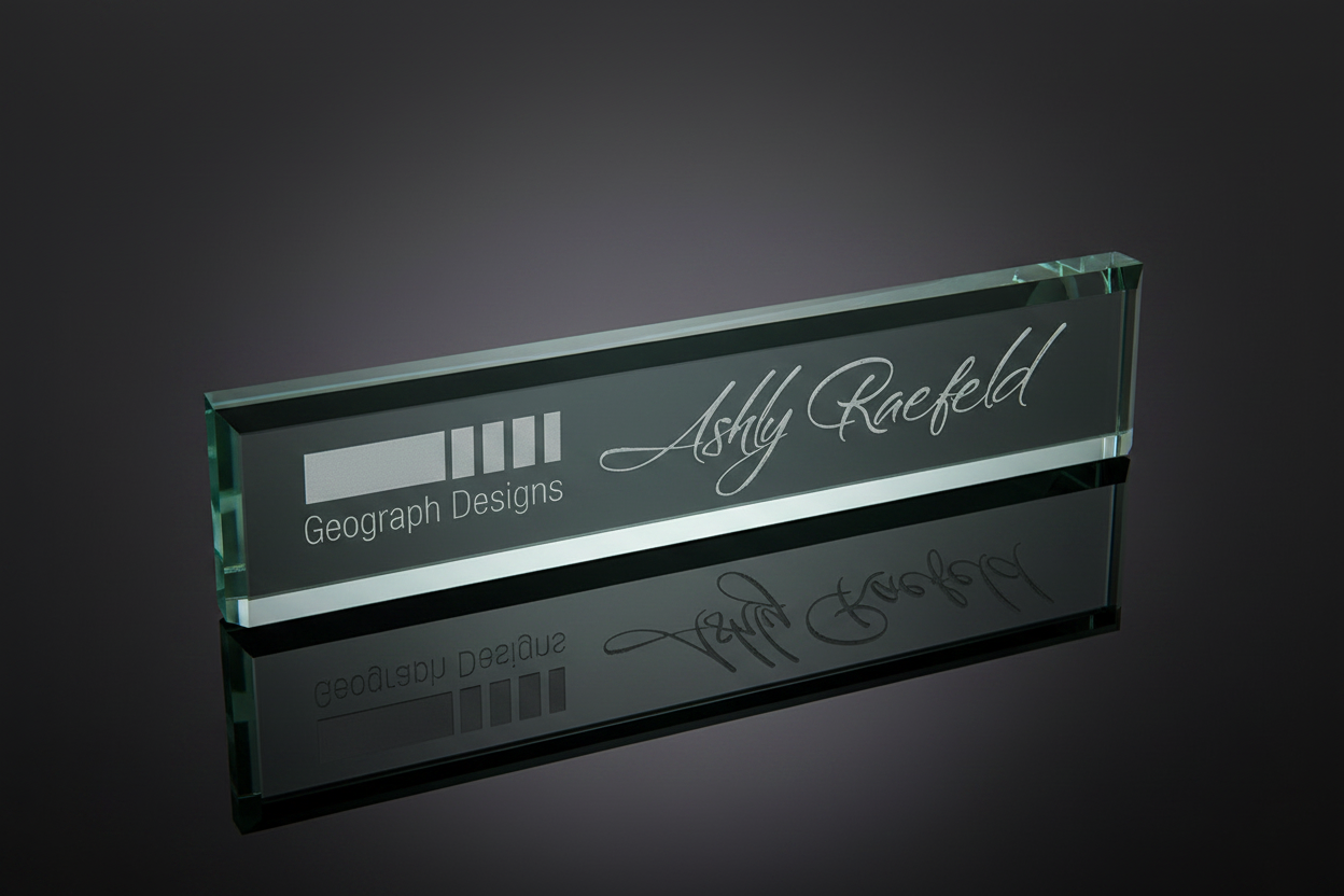10" x 2" Jade Glass Desk Wedge