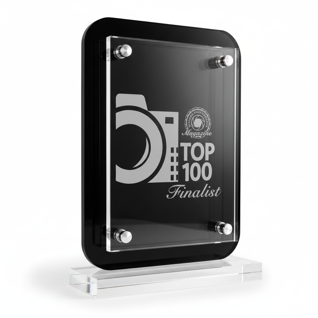 Black Floating Glass Standup Plaque