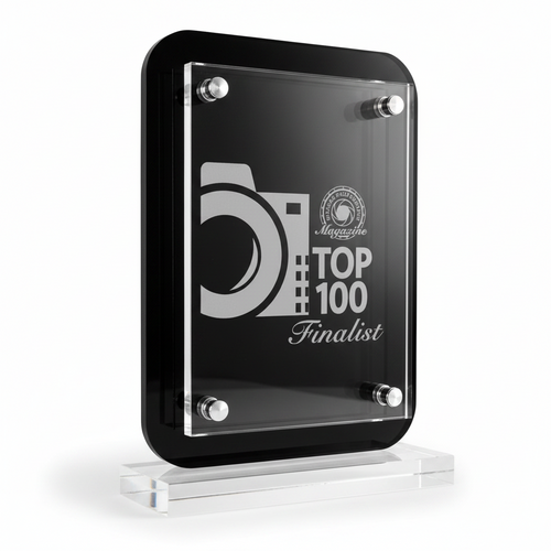 Black Floating Glass Standup Plaque