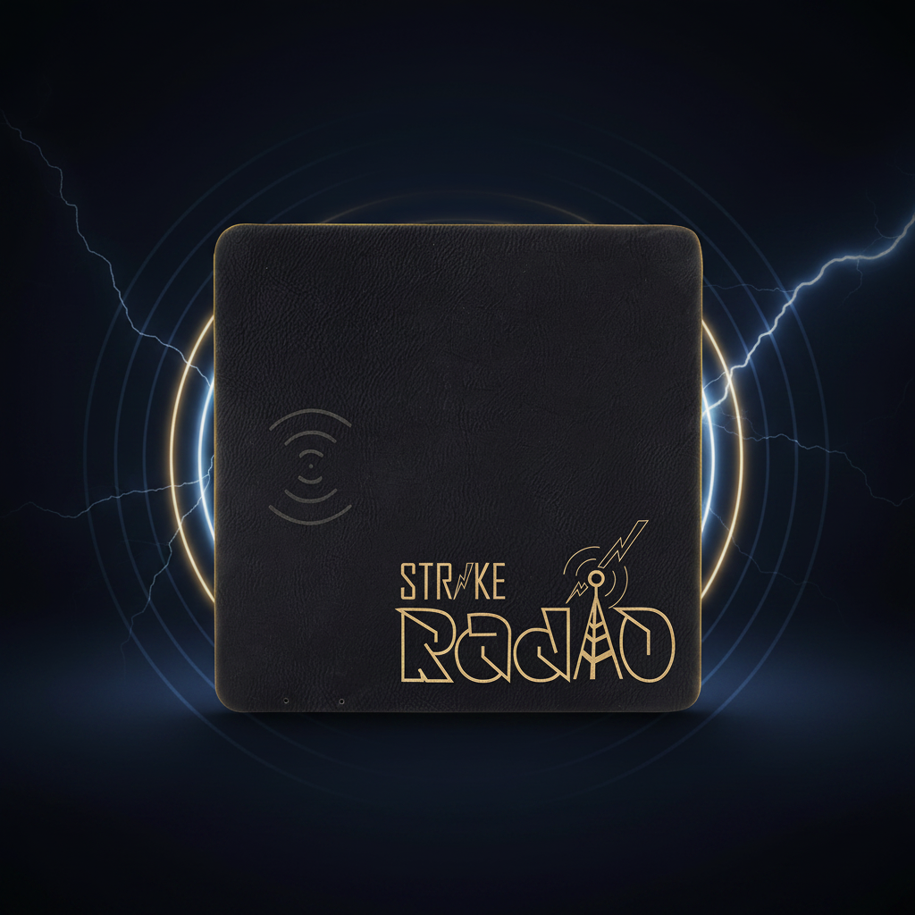 Black/Gold 8" x 8" Laserable Leatherette Phone Charging Mat