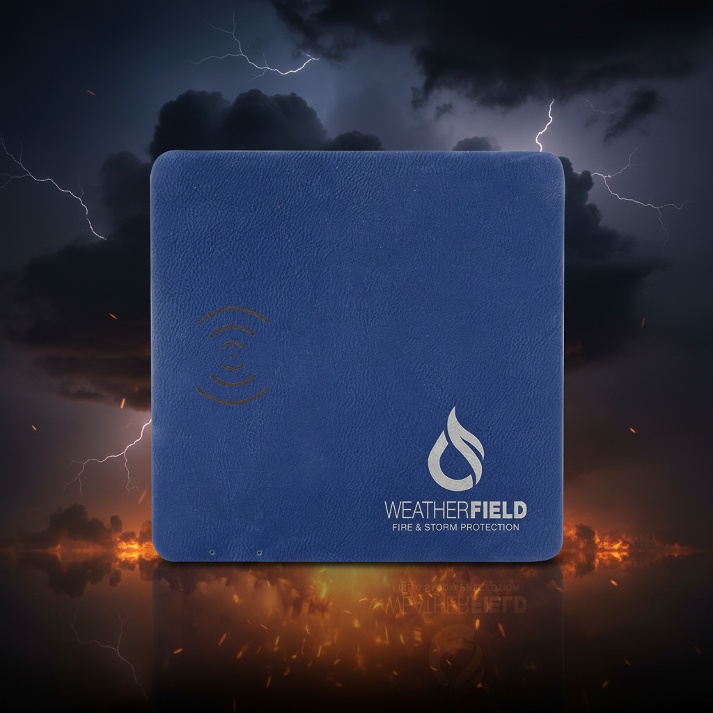 Blue/Silver 8" x 8" Laserable Leatherette Phone Charging Mat
