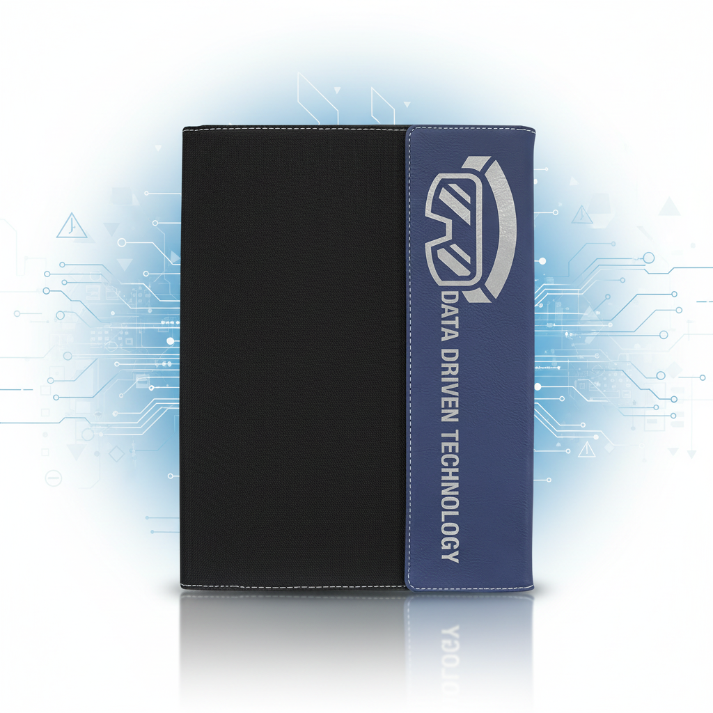 Blue/Silver Laserable Leatherette / Black 9 1/2"x12" Canvas Portfolio w/Notepad