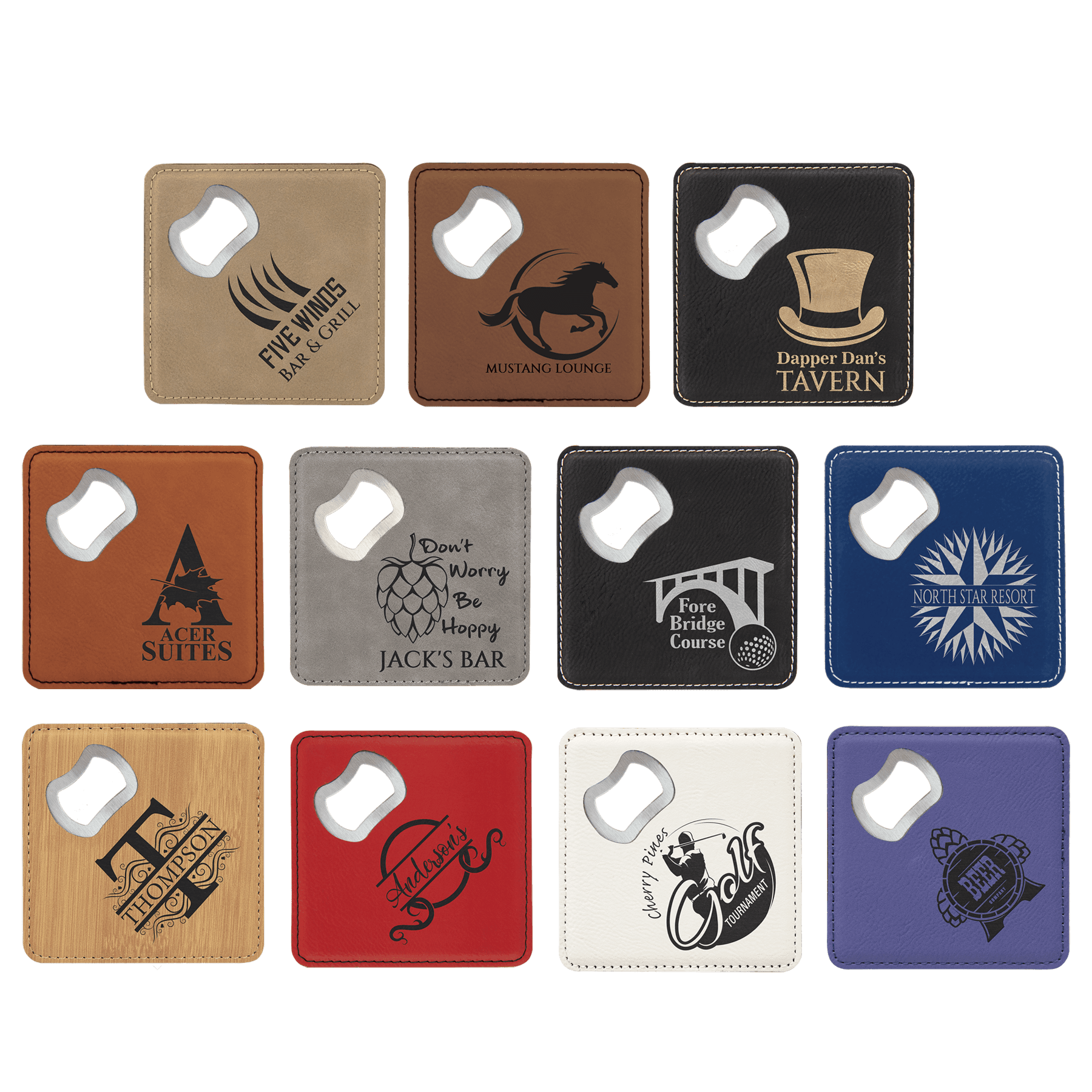 Personalized Leatherette Coaster with Bottle Opener