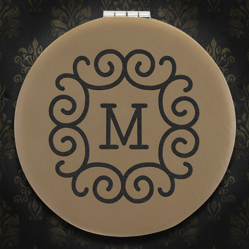 Light Brown 2 1/2" Laserable Leatherette Compact Mirror