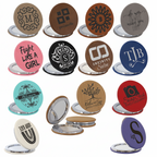 Laserable Leatherette Compact Mirror