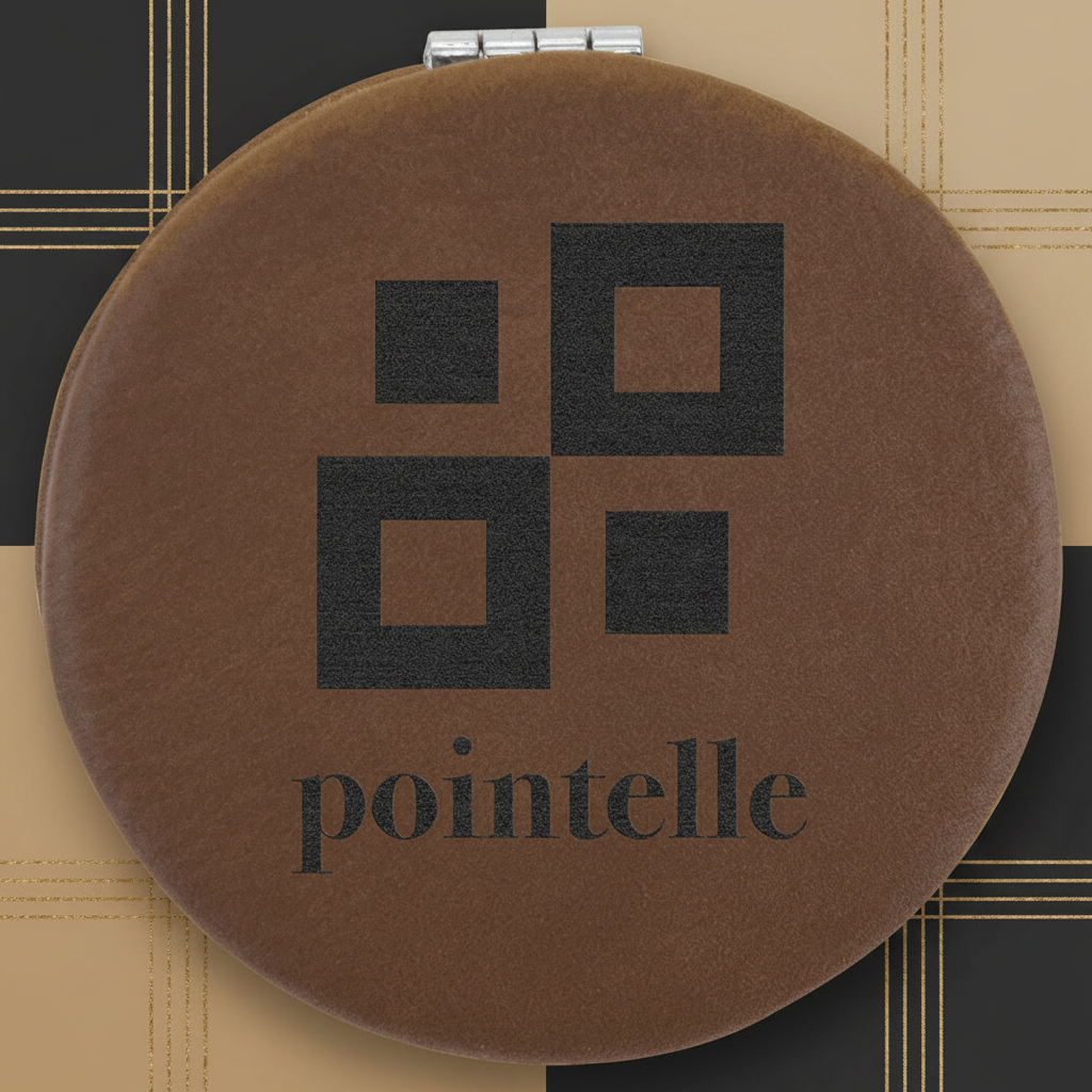 Dark Brown 2 1/2" Laserable Leatherette Compact Mirror