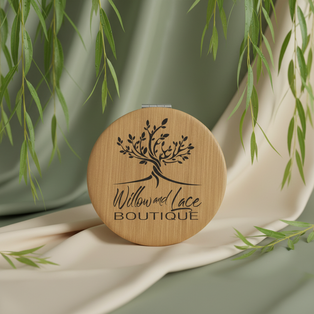 Laserable Leatherette Compact Mirror