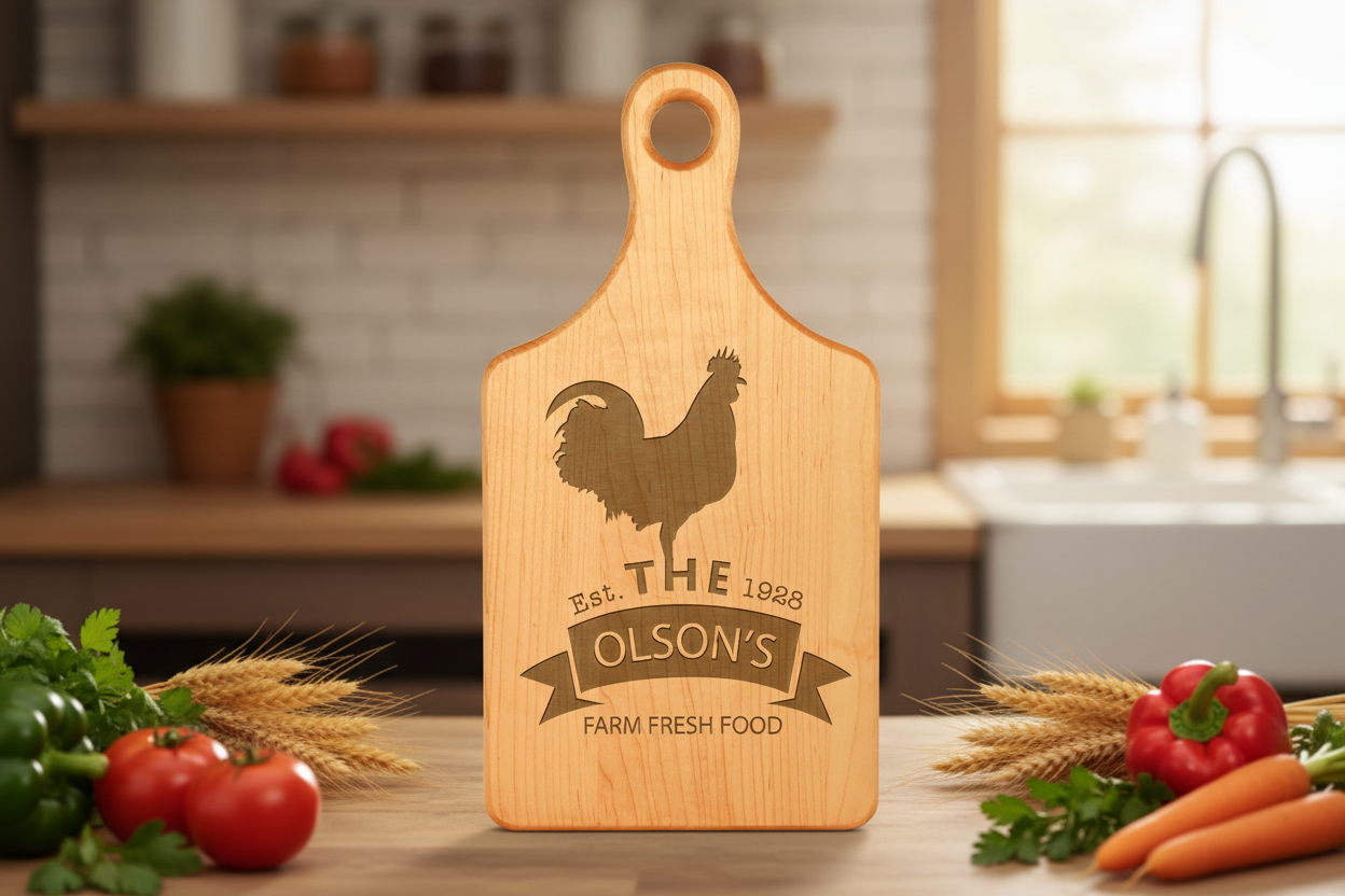 13 1/2" x 7" Maple Paddle Shaped Cutting Board