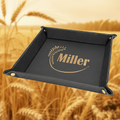 Black/Gold Laserable Leatherette Snap Up Tray with Gold 9" x 9" Snaps