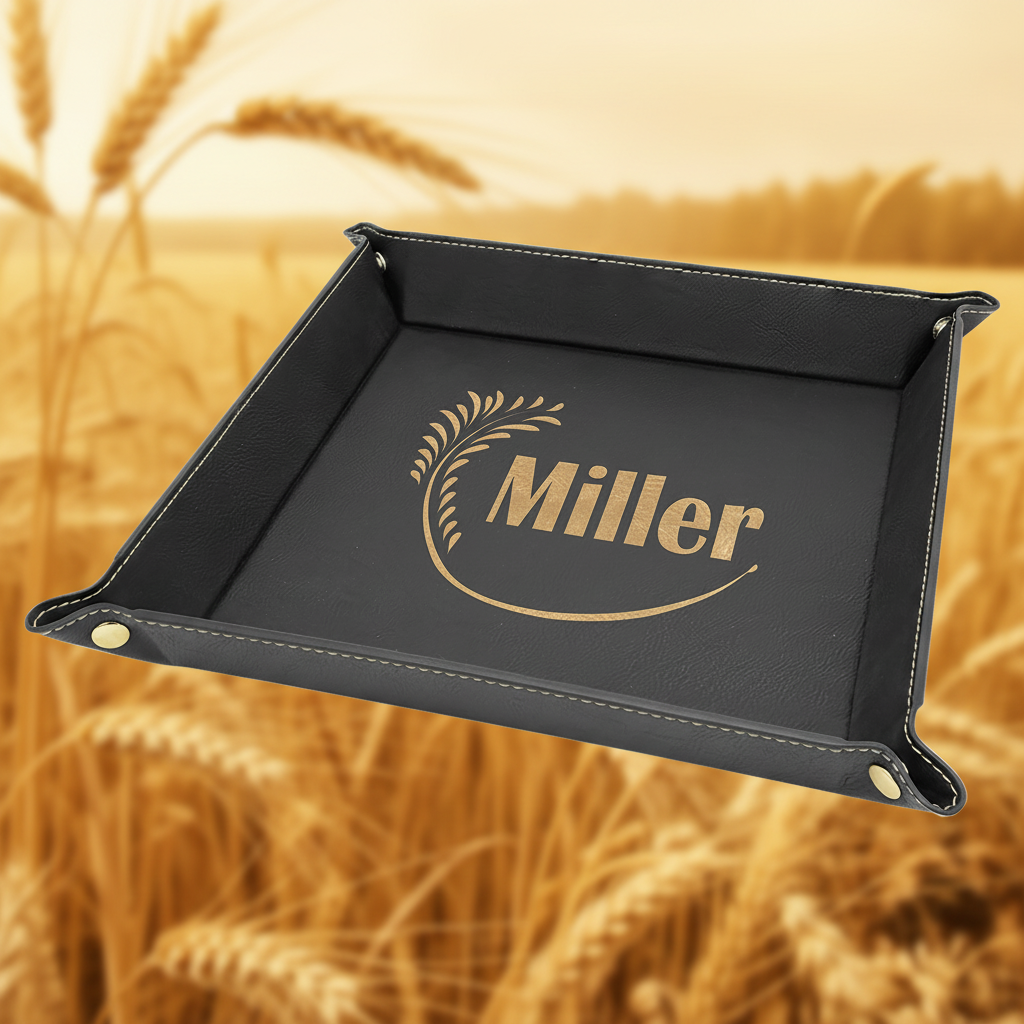 Black/Gold Laserable Leatherette Snap Up Tray with Gold 9" x 9" Snaps
