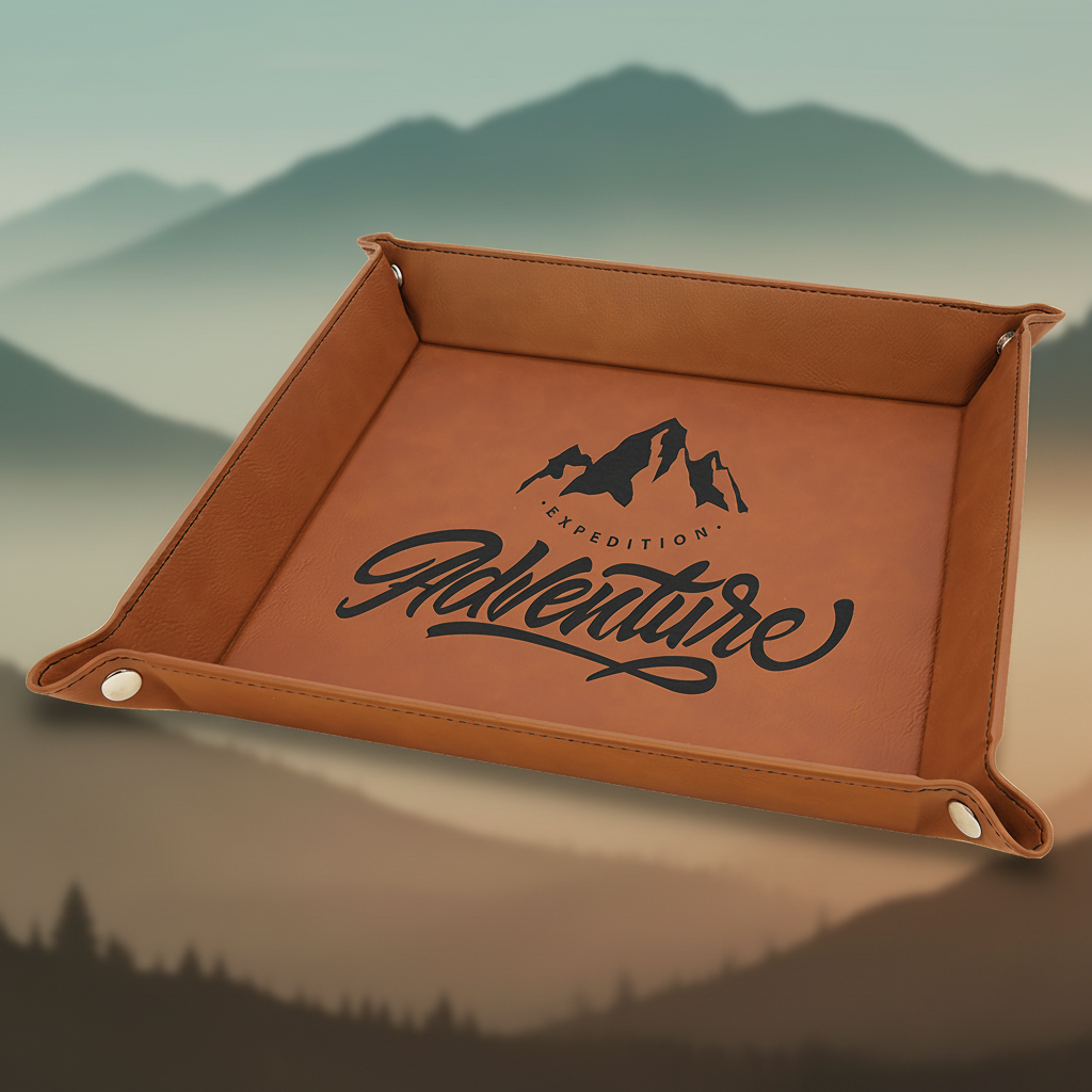 Rawhide Laserable Leatherette Snap Up Tray with Silver 9" x 9" Snaps