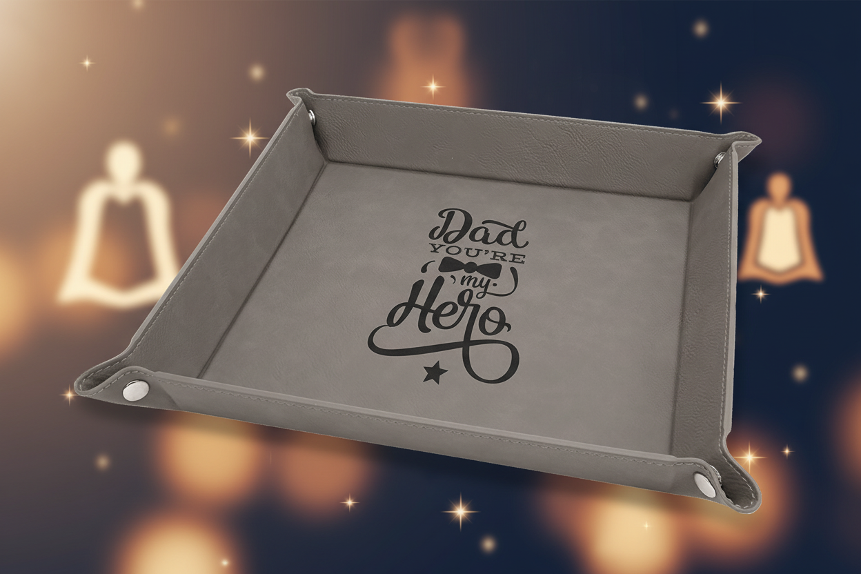Gray Laserable Leatherette Snap Up Tray with Silver 9" x 9" Snaps