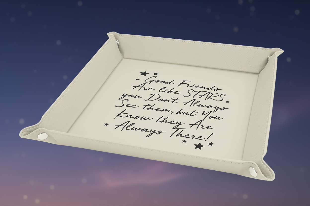 White/Black Laserable Leatherette Snap Up Tray with Silver 9" x 9" Snaps