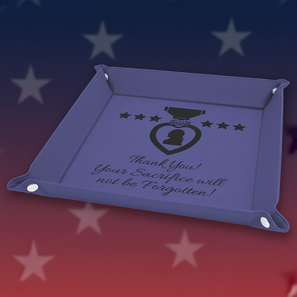 Purple Laserable Leatherette Snap Up Tray with Silver 9" x 9" Snaps