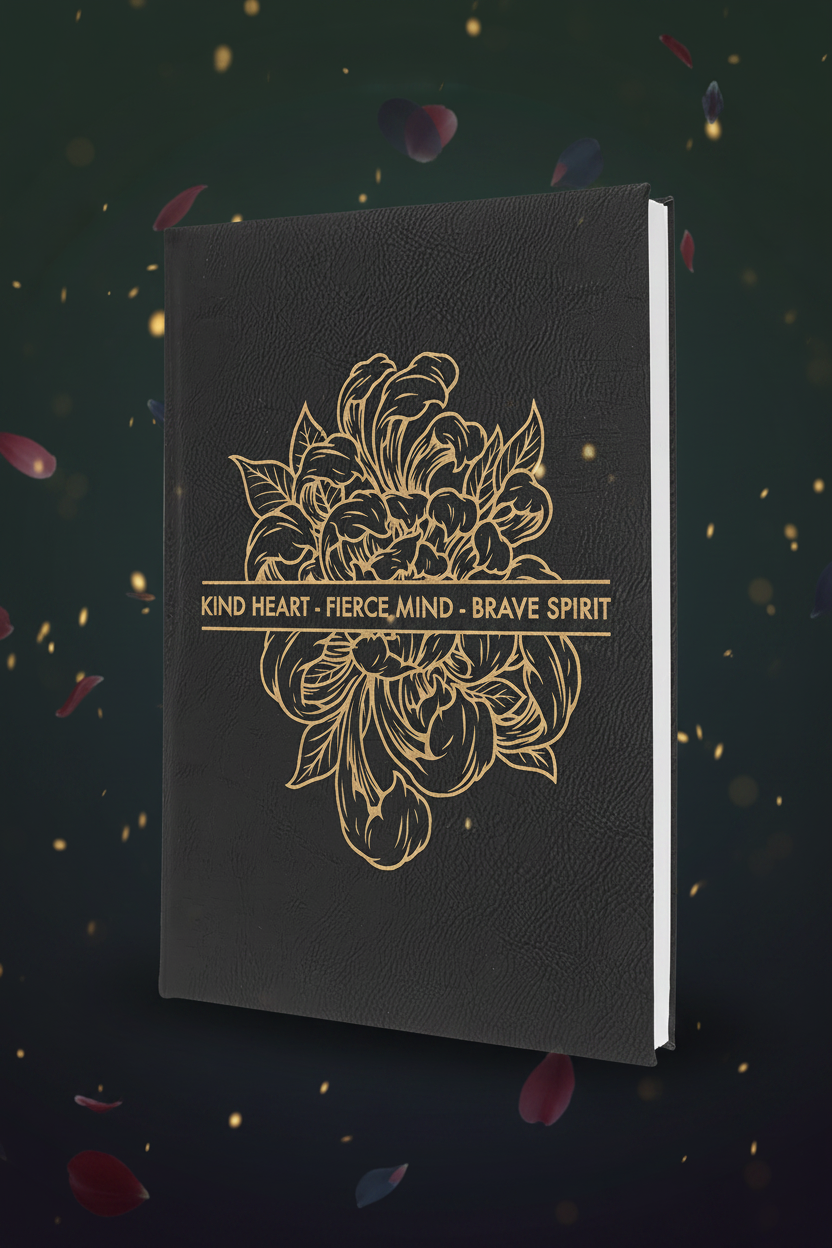 Black/Gold 7" x 9 3/4" Laserable Leatherette Journal with Lined Notepad