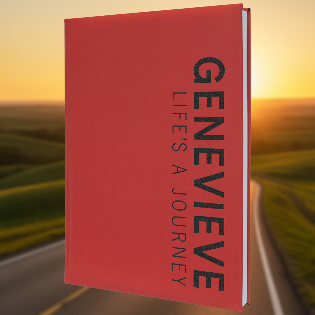 Red 7" x 9 3/4" Laserable Leatherette Journal with Lined Notepad