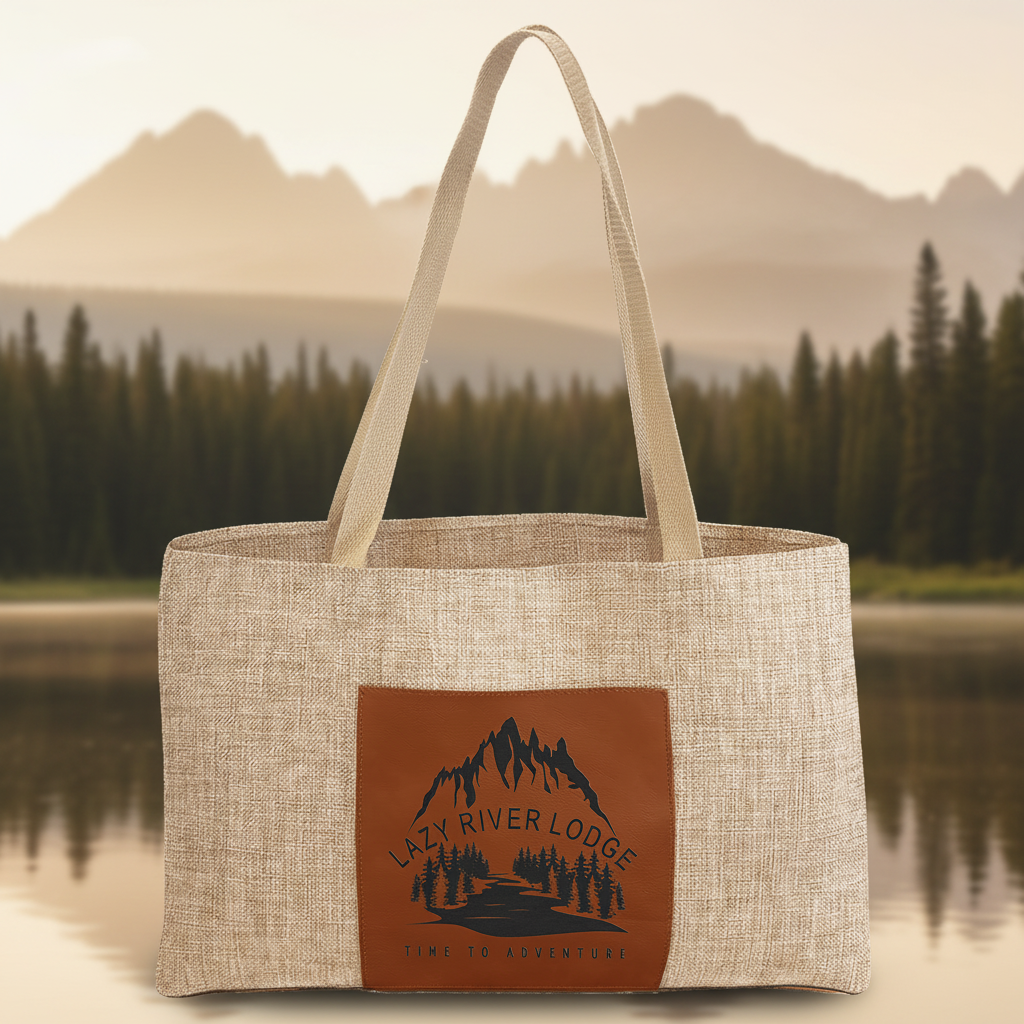 Rawhide 19" x 12" Burlap Bag with 5" Laserable Leatherette Gusset