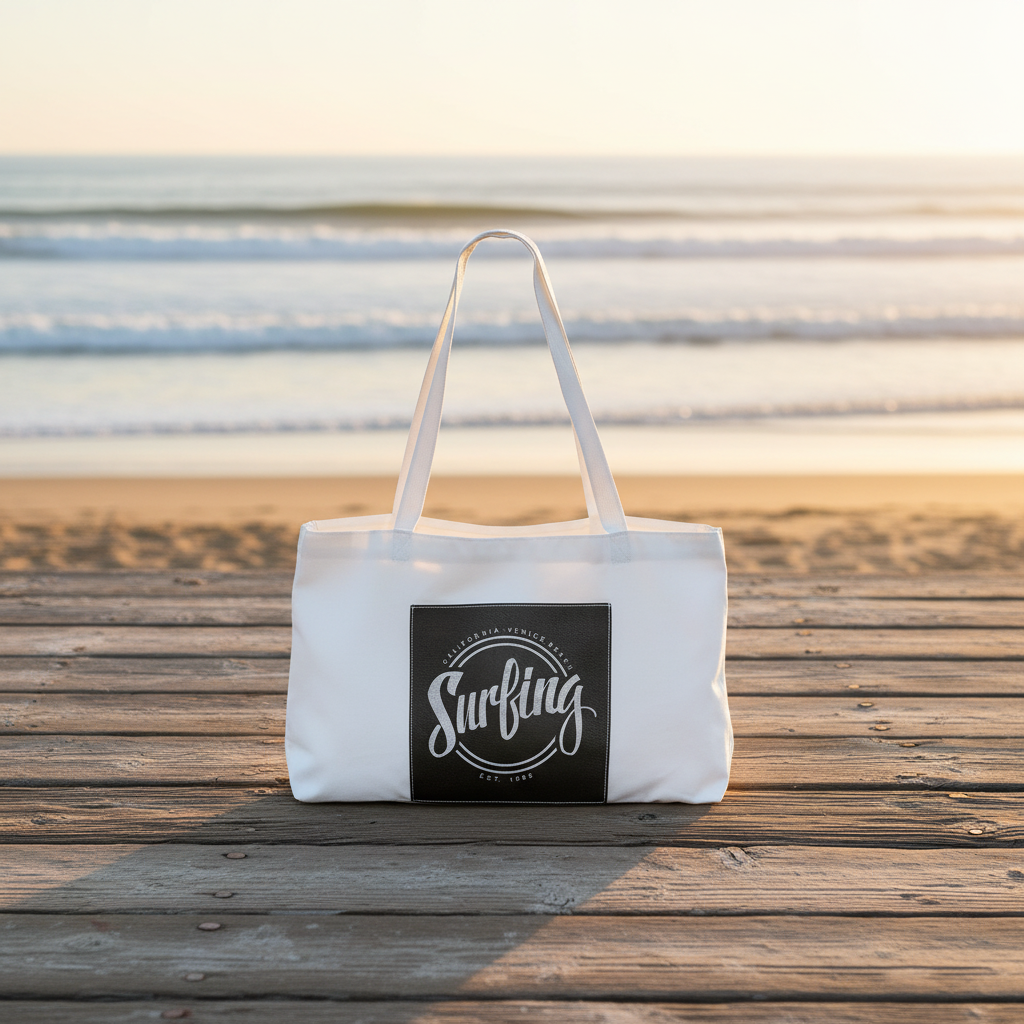 White Bag with 5" Black/Silver 19" x 12" Laserable Leatherette Gusset