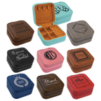 Personalized Leatherette Travel Jewelry Box 4" x 4" - Compact Engraved Case