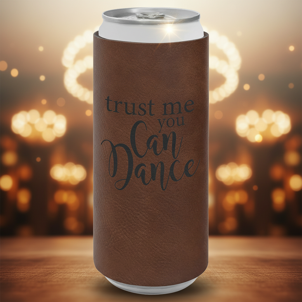 Dark Brown Laserable Leatherette Slim Beverage Holder