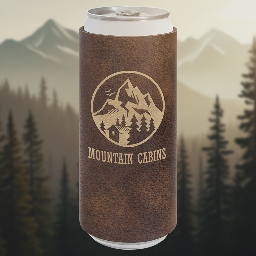 Rustic/Gold Laserable Leatherette Slim Beverage Holder