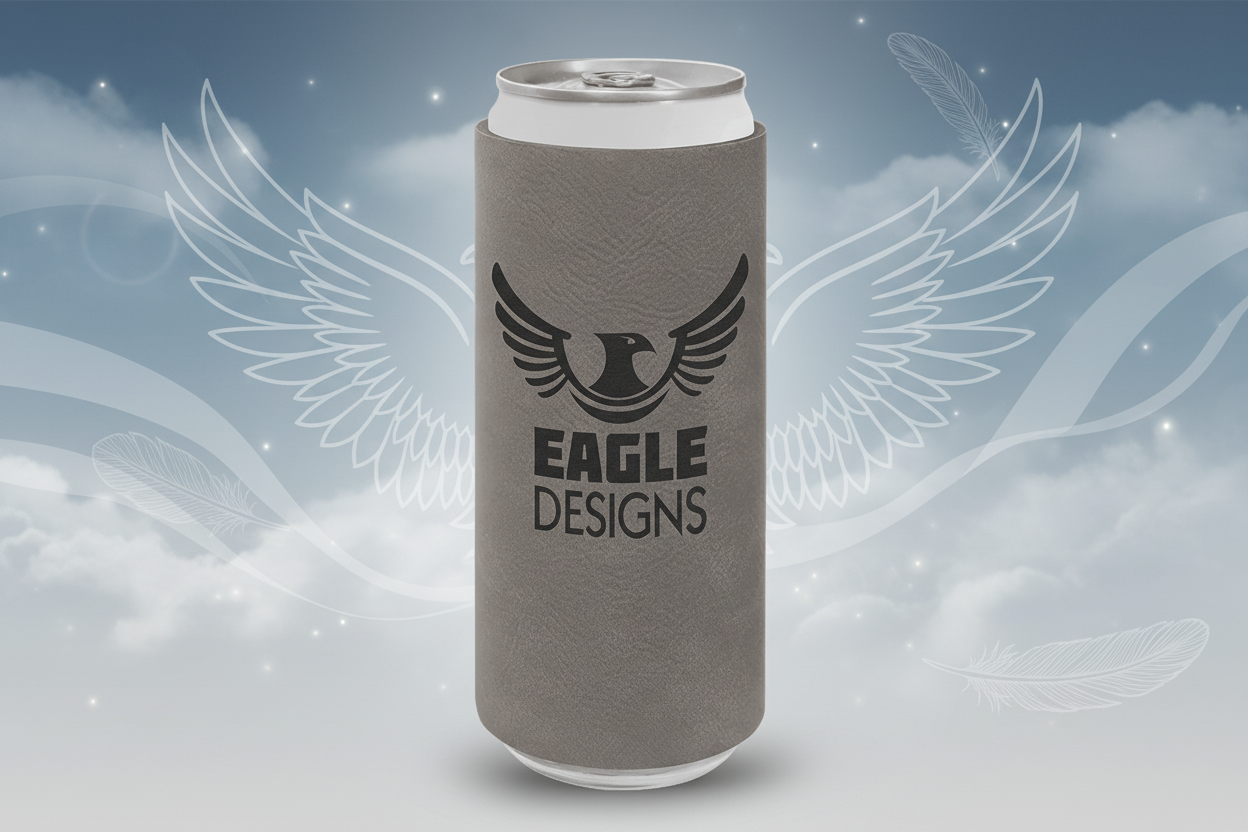 Gray Laserable Leatherette Slim Beverage Holder