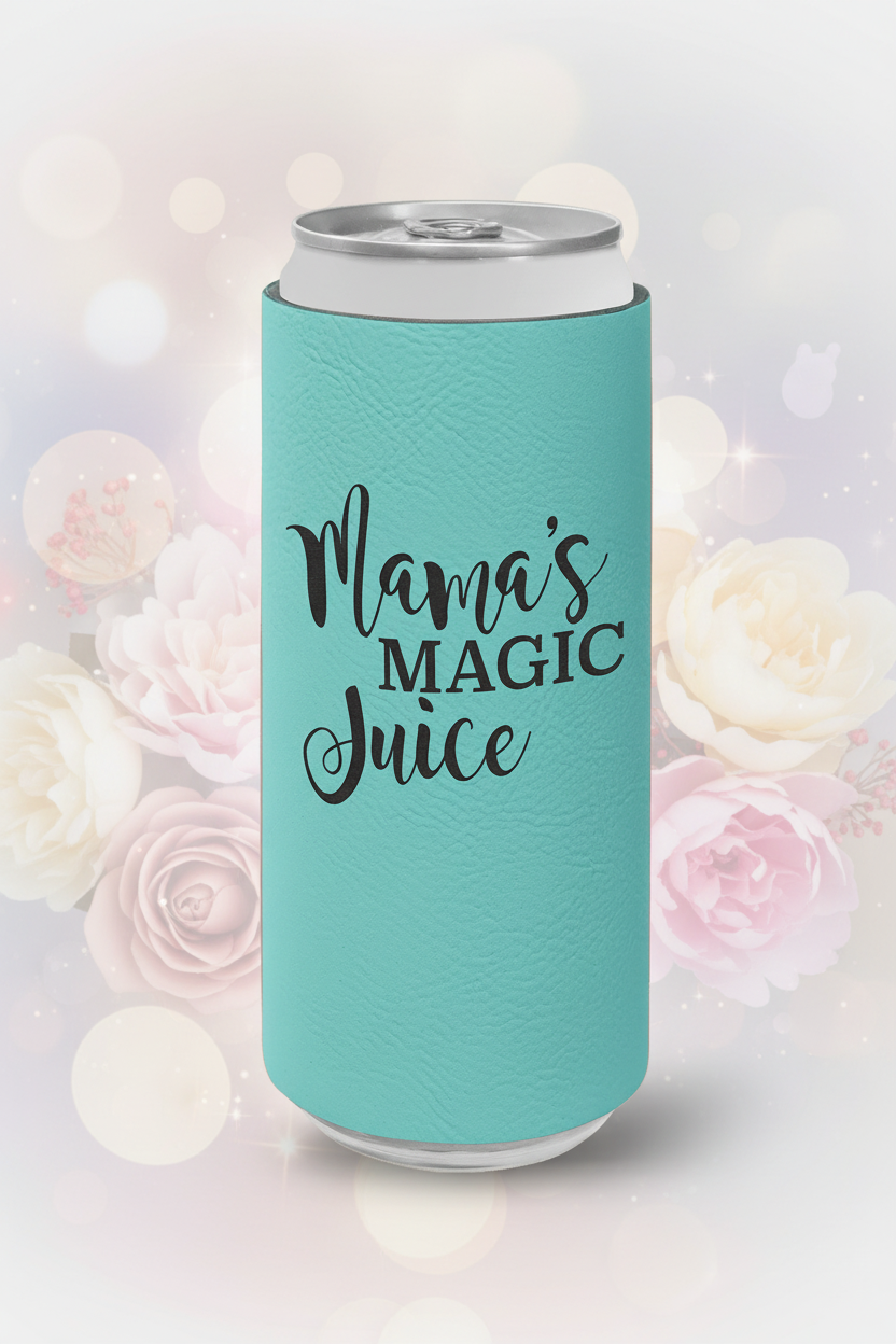Teal Laserable Leatherette Slim Beverage Holder