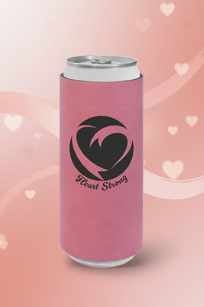 Pink Laserable Leatherette Slim Beverage Holder
