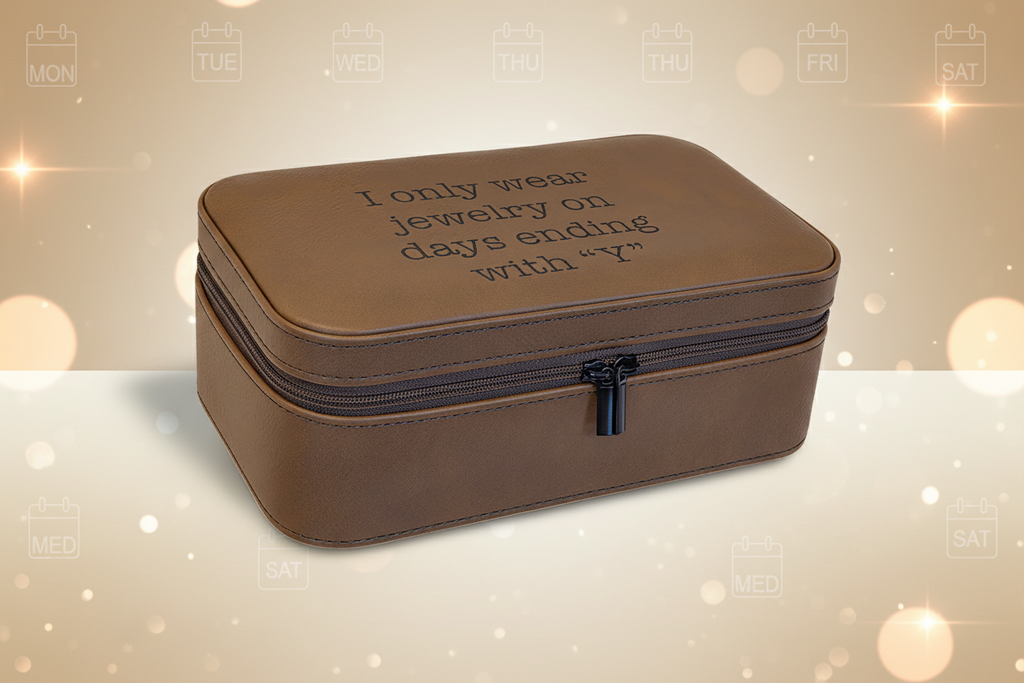 Dark Brown 7 1/2" X 4 1/2" Laserable Leatherette Jewelry Box