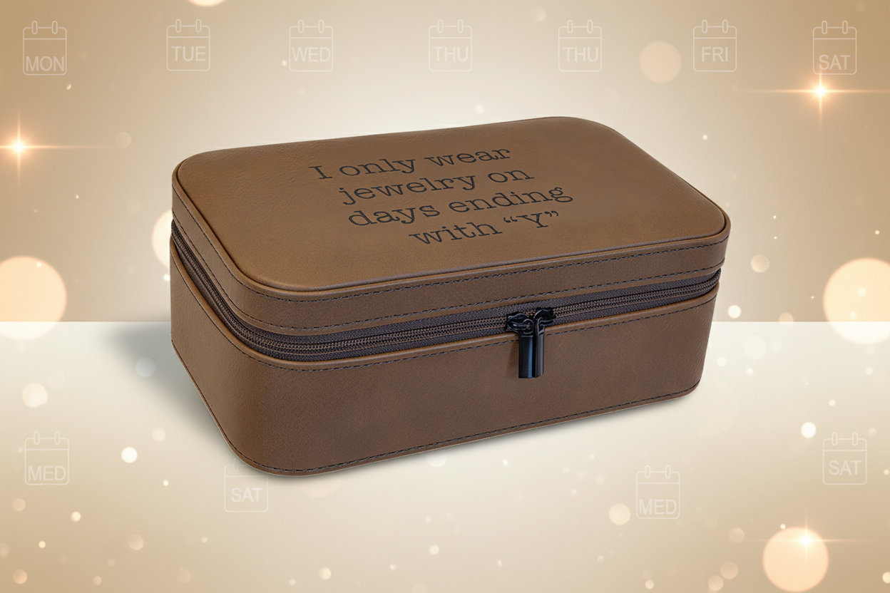 Dark Brown 7 1/2" X 4 1/2" Laserable Leatherette Jewelry Box