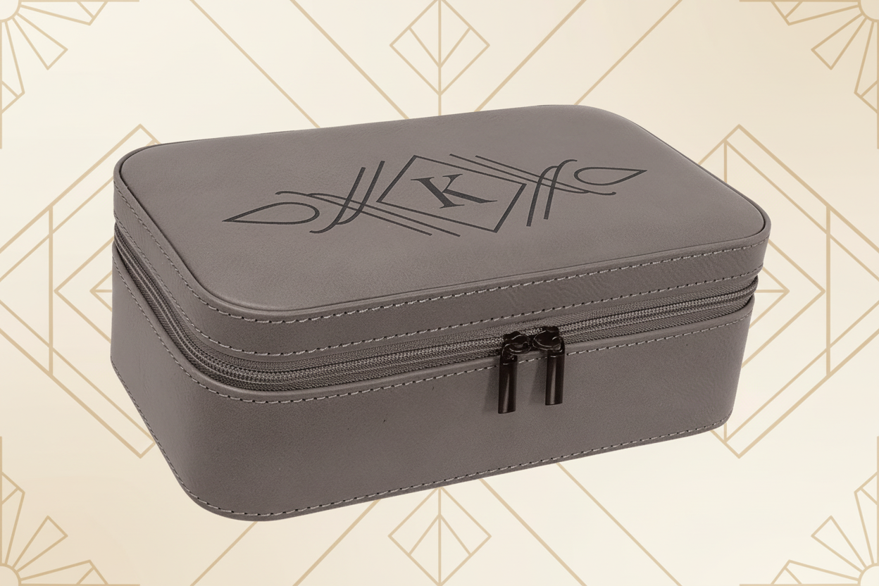 Gray 7 1/2" X 4 1/2" Laserable Leatherette Jewelry Box
