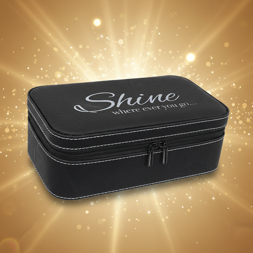 Black/Silver 7 1/2" X 4 1/2" Laserable Leatherette Jewelry Box