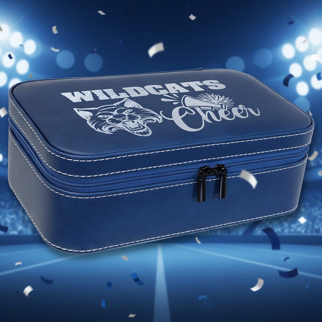 Blue/Silver 7 1/2" X 4 1/2" Laserable Leatherette Jewelry Box