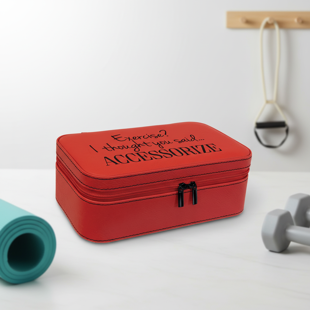 Red 7 1/2" X 4 1/2" Laserable Leatherette Jewelry Box