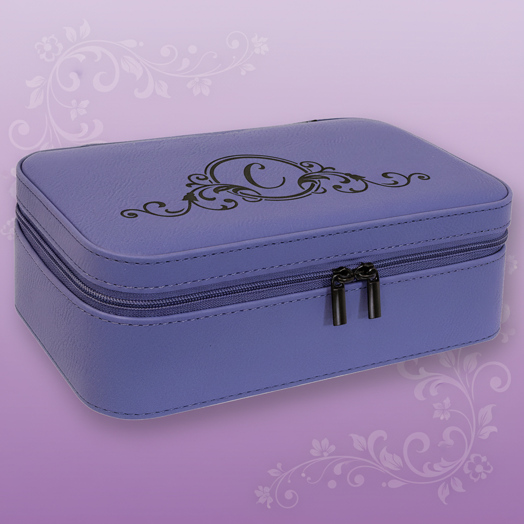 Purple 7 1/2" X 4 1/2" Laserable Leatherette Jewelry Box